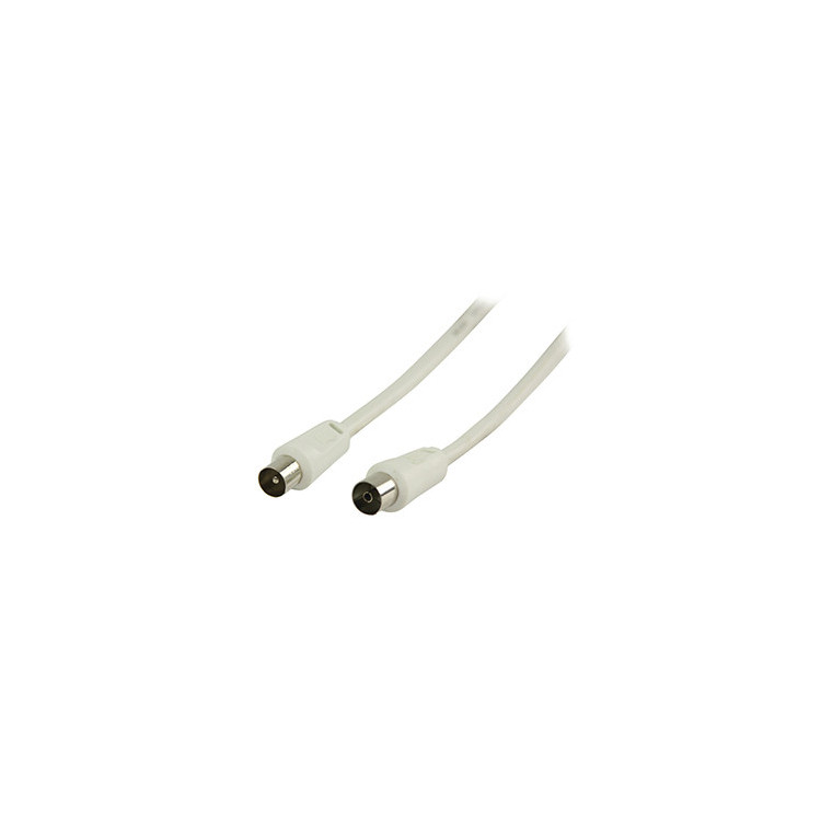 Câble coaxial connecteur mâle vers femelle blanc longueur 5m