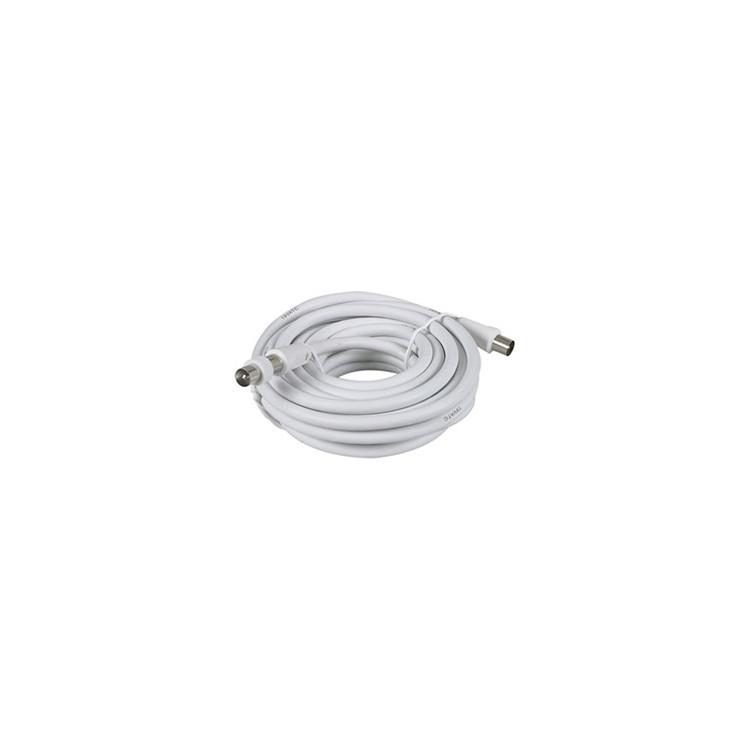 Câble coaxial blanc avec fiches Ø9,5mm - Longueur 5m