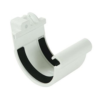 Jonction de gouttière demi-ronde PVC type 16 à joint blanc