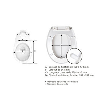 Abattant de toilettes Ouranos blanc en thermoplastique